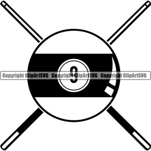 Billiards Pool Logo #41 Que Stick Eight 8 Nine 9 Ball Snooker Competition Tournament Sports Game Ribbon .SVG .EPS .PNG Vector Cut Cutting