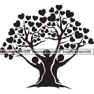 Stammbaum Wurzeln Herz Blätter Blatt Leben Liebe wachsen Wachsen Wachstum Ahnen Linie Kunst Design Logo SVG PNG Clipart Vektor Schneiden Schneiden