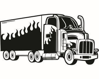 Truck Driver #7 Trucker Big Rigg 18 Wheeler Semi Tractor Trailer Cab Flat Bed Company Trucking Logo .SVG .EPS .PNG Vector Cricut Cut Cutting