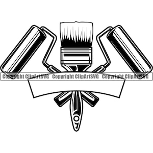 Pintor pintura pincel rolo pode faz-tudo trabalho trabalhador trabalho construir construção silhueta design logotipo svg png clipart arquivo de corte