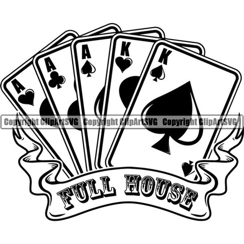 Poker #20 Full House Barco Naipes Juego Apuesta Casino Apuesta Apuestas Juegos de Blackjack Logotipo .SVG .PNG Clipart Vector Cricut Corte Corte imagen 1