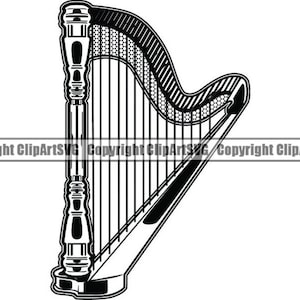 Harp #2 Stringed Orchestra Classical Musical Instrument Harpist Music .SVG.EPS Digital Clipart Vector Cricut Cutting Download Printable File