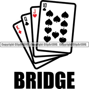 Bridge Card Game Casino Bet Money Chip Luck Win Risk Play Poker Win Vegas Table Card Design Art Logo SVG PNG Vector Clipart Cut Cutting File