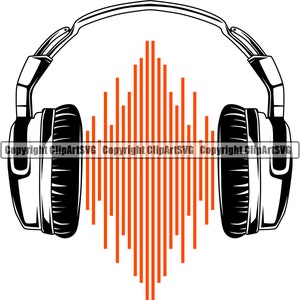 Kopfhörer Musik Schallwelle Wireless Bluetooth Dj Stereo Equipment Studio Kopfhörer Konzept Kunst Design Logo SVG PNG Vektor Clipart Schneiden Schneiden
