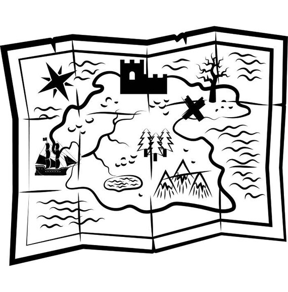treasure map pirate chest vintage gold svg eps png