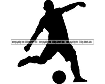 Fußball Spieler Kick Kicking Ball Futball Mannschaftssport Spiel Uniform Ausrüstung Ausrüstung Design Logo SVG PNG Vektor Clipart Cricut Cut Schneidedatei