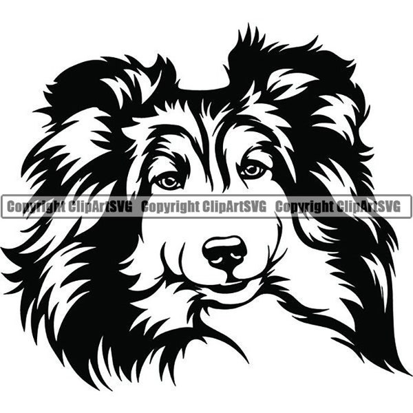 Shetland Sheepdog #27 Lächelnd Sheltie Puppy Hunderasse Stammbaum K-9 Tier Haustier Rough Collie Logo .SVG .PNG Clipart Vektor Cricut Schneiden Schneiden