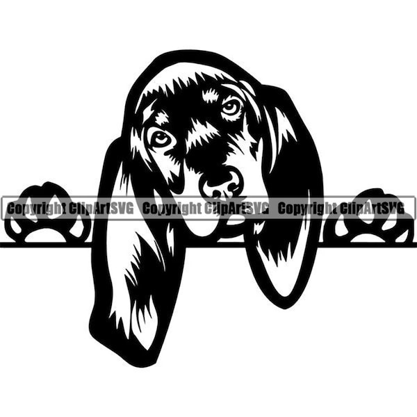 Black And Tan Coonhound #2 Peeking Dog Hunting Breed Puppy Pedigree Purebred Animal Pet Bloodhound Logo .SVG .PNG Vector Cricut Cut Cutting