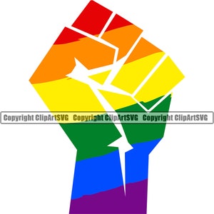 Gay Faust Hand Pride Symbol Regenbogen Flagge LGBT Stolz Rechte Macht Homosexuell Lesben Liebe Design Element Symbol Logo SVG PNG Clipart Vektor Schnitt