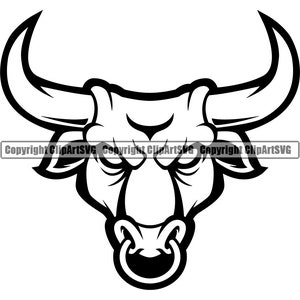 Bull Angry Muscle Steer Cowboy Western Cattle Mean Animal School Team Sport Mascot Detailed Logo SVG PNG Clipart Vector Cricut Cut Cutting