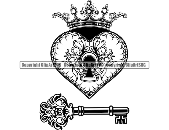 Heart Lock Key Love King Crown Concept Vintage Old Retro Etsy