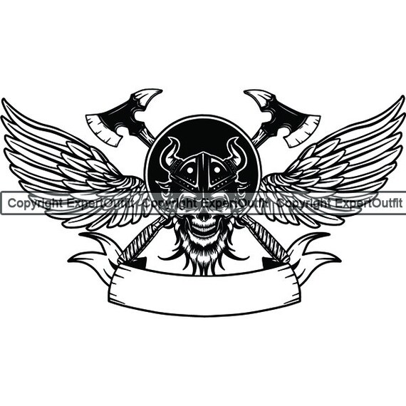 Viking Logo Battle Ship Axe Shield Mace Helmet Horns Ancient Etsy