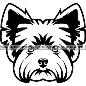 Yorkshire Terrier Yorkie Dog Head Happy Face Breed Happy Face Puppy Animal Pet Artwork Chihuahua Design Logo PNG SVG Clipart Vector Cut File