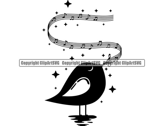 Music Note Song Bird Symbol Treble Clef Sheet Musical Etsy