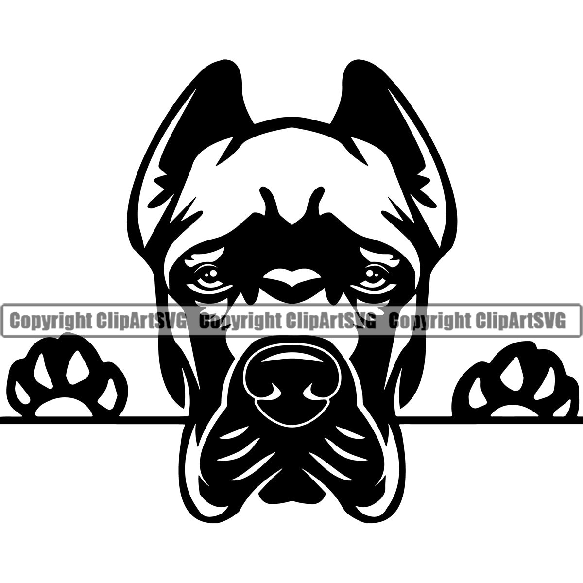 Cane Corso Dog Breed Peeking PeekABoo Paw Puppy Pup Pet Art Etsy