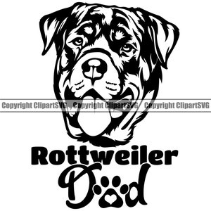Rottweiler Dad Dog Breed Father  Owner Love Puppy Paw Pup Pet K-9 Art Design Element Logo SVG PNG JPG Clipart Vector Cricut Cut Cutting File