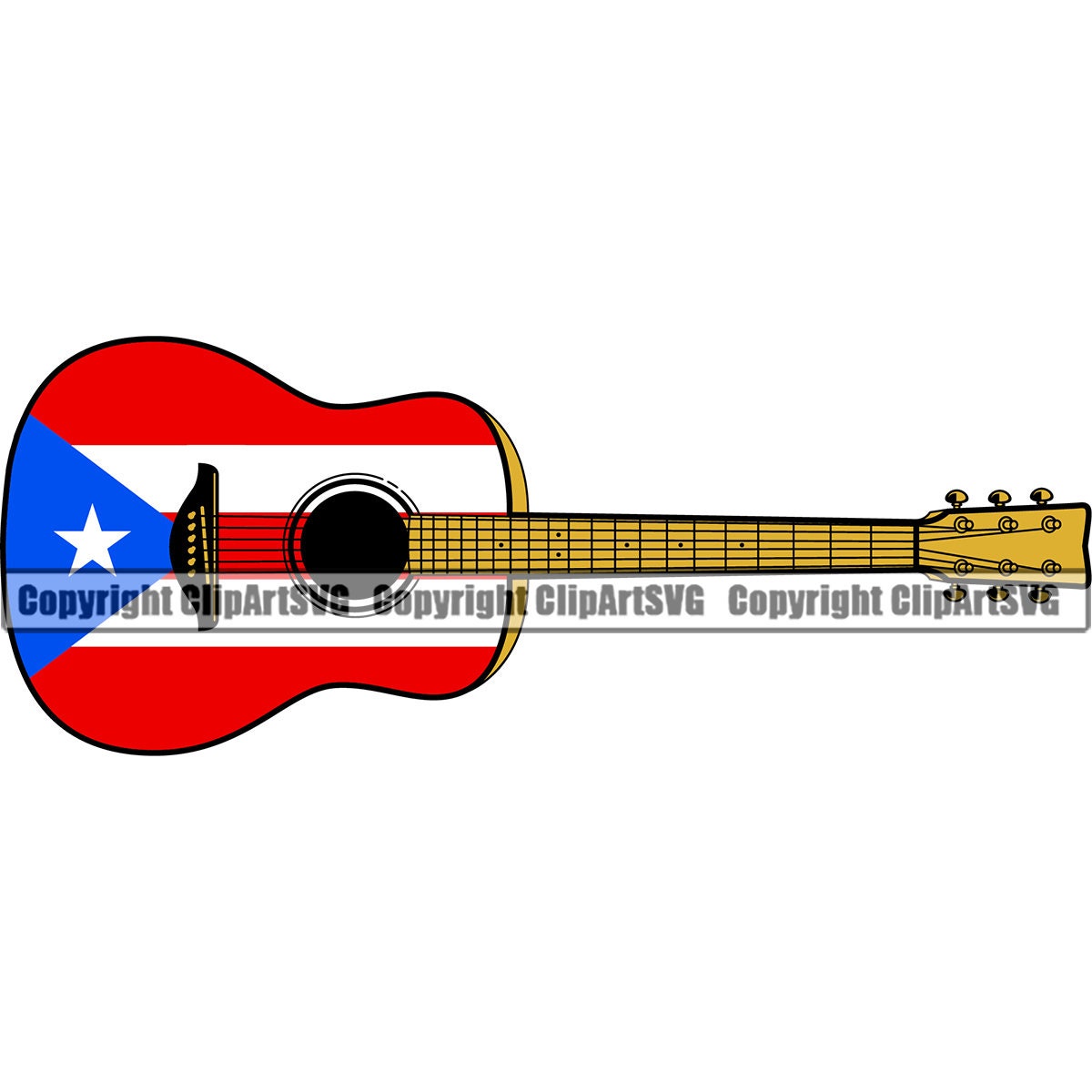 Puerto Rico Rican Guitar Music Salsa Flag Country World Nation - Etsy