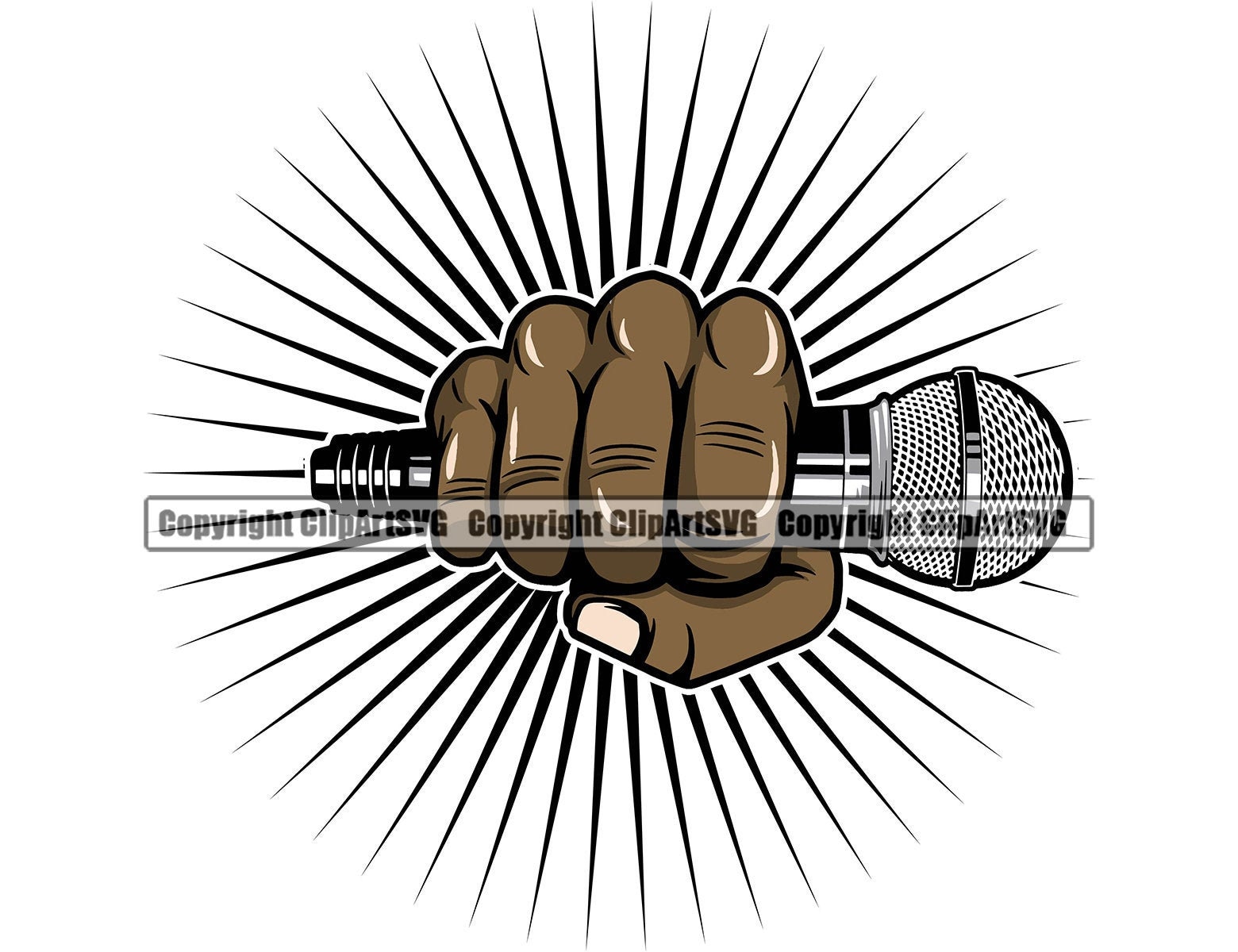 Hand Holding Microphone Audio Sound Voice Mic Music Studio Radio Hip Hop  Rap Rapper Sing Singer Design Logo SVG PNG Clipart Vector Cut File