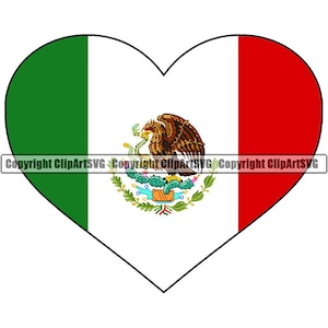 Mexico Heart Shaped Flag Mexican Spanish North America Country World National Nation Love Logo Art .JPG .PNG Clip Art Design Graphic File
