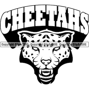 Cheetah Leopard Jaguar Mascot Head Animal Growling Cartoon College High School Team Sport Art Logo SVG PNG Clipart Vector Cricut Cut Cutting