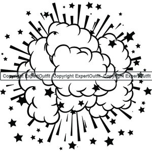 Explosion Bomb Smoke Explode Blast Energy Cloud Weapon Comic Book Callout Design Element Logo .SVG .PNG Clipart Vector Cricut Cut Cutting