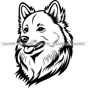 Finnish Spitz Smiling Dog Cute Puppy Face Canine Pet Portrait Print Paw Pedigree Cartoon Drawing Art Logo Tattoo Design SVG PNG Cut Cutting