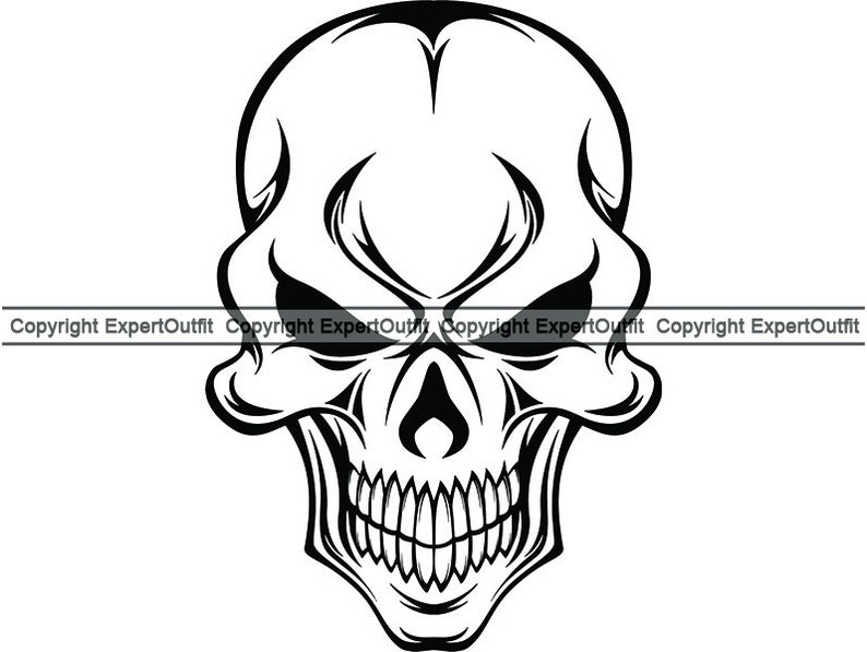 Skull 68 Evil Grin Killer Tattoo Face Head Skeleton Bone - Etsy