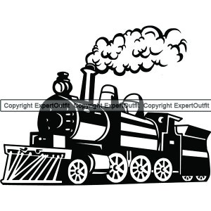 Train Locomotive Steam Engine Conductor Tracks Railroad Railway Vintage Transportation Cargo Logo.SVG .PNG Clipart Vector Cricut Cut Cutting