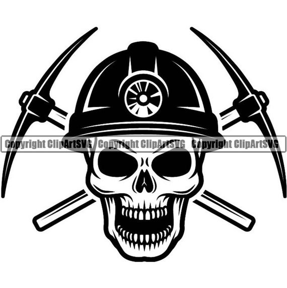 Mining Logo 5 Skull Pick Axes Tool Cart Construction Digging Etsy