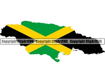 Jamaica Jamaican Reggae Rasta Caribbean Country World National Nation Flag Map Logo Art .JPG .PNG Clipart Clip Art Design Graphic File