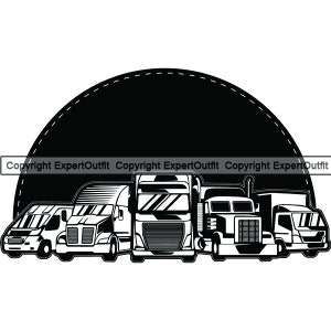 Conductor de camión Empresa de entrega de camiones Flota Tractor Remolque Cabina adicional Envío Barco en movimiento Logotipo .JPG .SVG Clipart Vector Cricut Corte Corte