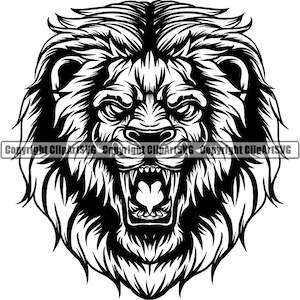 Lion Head Face Wild Animal Wildlife Jungle Cartoon School Team Sport Mascot Tattoo Design Logo SVG. PNG Clipart Vector Cricut Cut Cutting