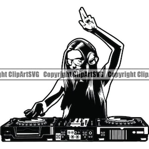 DJ Deejay #6 Plattenspieler Plattenspieler Mixer Disc Jockey Rave Night Club Album Vinyl Musik Party Equipment .SVG .PNG Vektor Cricut Cut Cutting