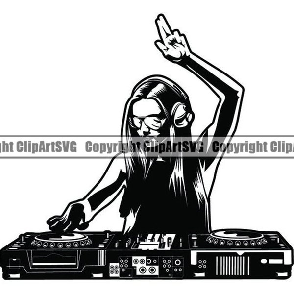 DJ Deejay #6 Turntable Record Player Mixer Disc Jockey Rave Night Club Album Vinyl Music Party Equipment .SVG .PNG Vector Cricut Cut Cutting