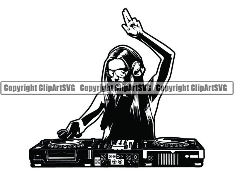 DJ Deejay #6 Turntable Record Player Mixer Disc Jockey Rave Night Club Album Vinyl Music Party Equipment .SVG .PNG Vector Cricut Cut Cutting