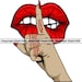 Lips Kiss Female Hand Middle Finger Shut The F*ck Up Gesture Shhh Mouth Attitude Art Design Element Logo SVG PNG Clipart Cricut Vector Cut 