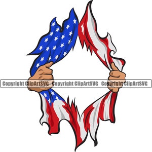 USA superheld handen rippen open VS Amerika vlag shirt land natie rip scheur scheuren ontwerpelement logo SVG PNG clipart vector gesneden bestand