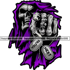 Sensenmann Schädel Skelett grinsend grinsend Spiel über Kette Tod Evil Kill Killer Gespenst Tattoo Hölle Art Logo SVG PNG Vektor Clipart Cut