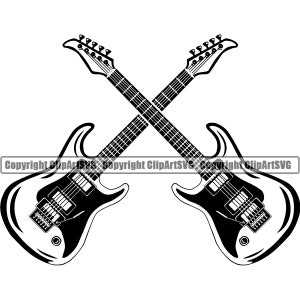 Gitarre Logo #13 Pick Electric Electric Musical Instrument Strings Rock N Roll Musik Band .SVG .EPS .PNG Clipart Vektor Cricut Schneidedatei