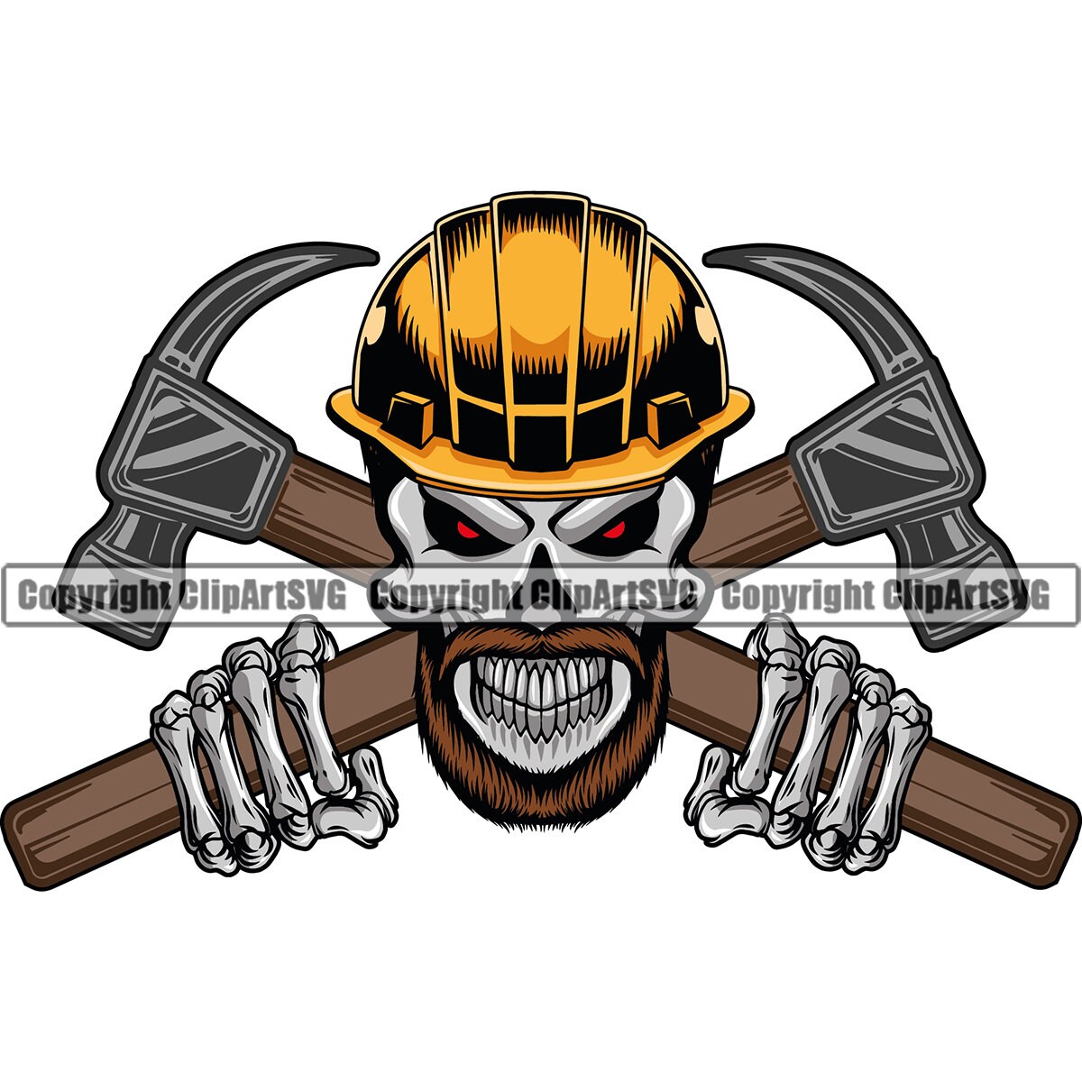 Construction Skull Skeleton Hard Hat Helmet Worker Hammer Tool - Etsy