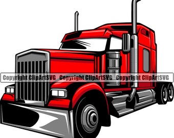 Trucking Delivery Company Truck Driver Trucker Big Rigg Semi Tractor Trailer Cab Shipping Move Moving Logo SVG PNG Clipart Vector Cut File