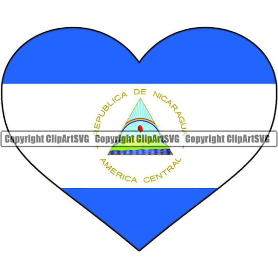 Nicaragua Heart Shaped Flag Nicaraguan Caribbean Spanish Etsy