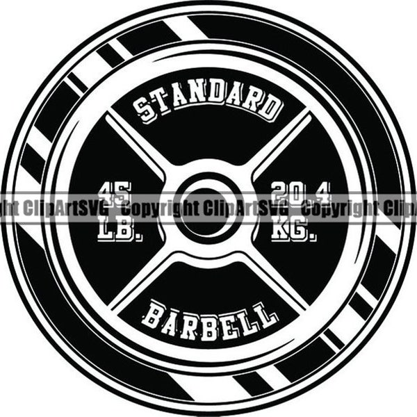 Weight Plate #7 Bodybuilding 45 Pound Weights Barbell Bar Weightlifting Fitness Workout Gym Logo .SVG .PNG Clipart Vector Cricut Cut Cutting