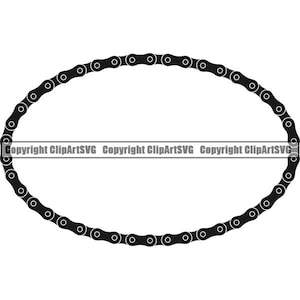 Fahrrad Kette Oval Border Rahmen Zyklus Radfahren Bike Race BMX Racing Geschwindigkeit Motor Design Element Art Logo .SVG .PNG Vektor Cricut Cut Cutting