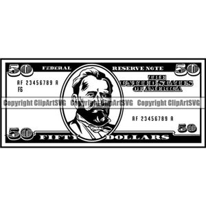 Geld #14 Cash Stack 50 Dollar Scheine Währung Geschäft Werbung Präsident Design Element Logo .SVG .PNG Clipart Vektor Cricut Cut Cutting