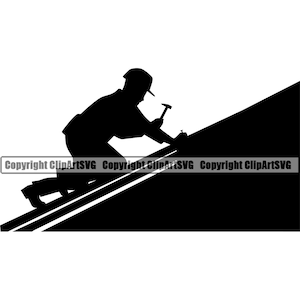 Roofer Roof Roofing Construction Build Builder Handyman Work Tool Fix Repair Service Company Business Design Logo SVG Png Clipart Vector Cut