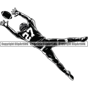 Football Player #11 Wide Receiver Diving Catch Helmet Equipment Sport School Game Uniform Logo .SVG .PNG Clipart Vector Cricut Cut Cutting