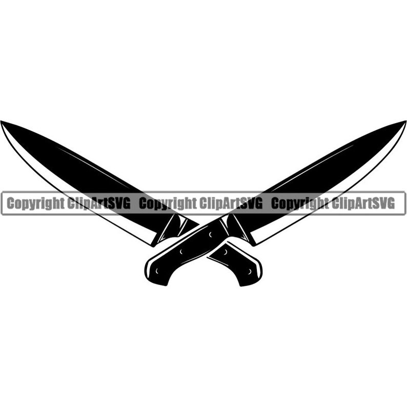 Chef Logo 15 Knifes Crossed Grill Meat Clever Steak Cooking Etsy