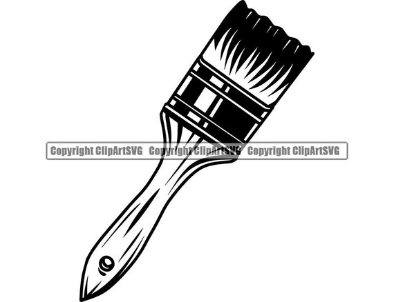 Wide paint brush with wooden handle and black Vector Image