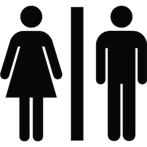 Badkamer teken pictogram #1 mannen vrouw heren dames meisjes jongens toilet pictogram symbool logo. SVG. EPS. PNG clipart vector Cricut knippen snijden-bestand